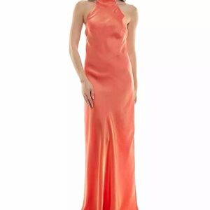 B Darlin Coral Maxi Dress with Halter Neck